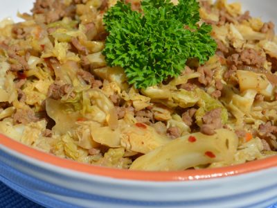 beef and savoy cabbage hash