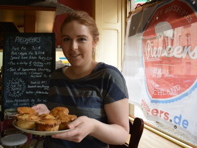 Laura from Pieoneers with her pork pies